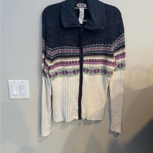 Vintage Tiara International Full-Zip Fair Isle Knit Cardigan Sweater